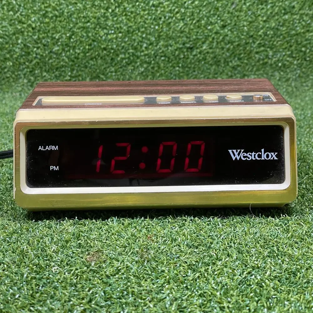 Vintage Westclox Retro Faux Woodgrain Digital Alarm Clock Tested Works